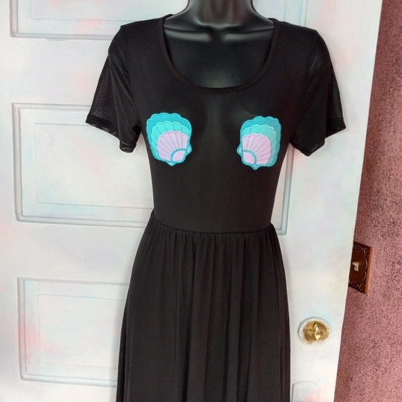 LAST 1! Iron fist mermaid nwt soft flowy maxi w sheer mesh top & seashell pastie - Picture 5 of 16